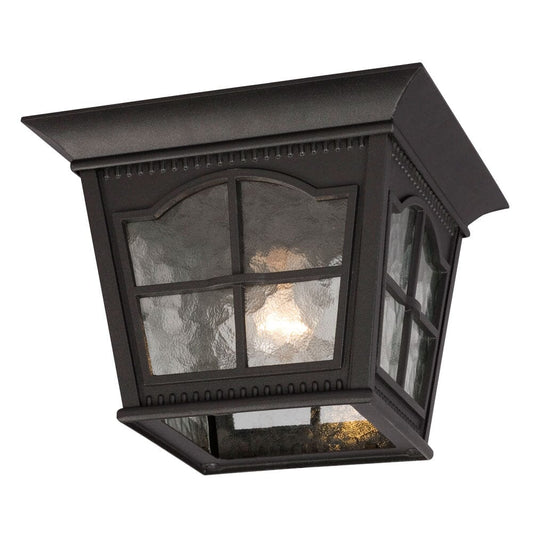 1-Light Outdoor Flush Mount Ceiling Lantern - Black with Clear Water Glass 320389BK Galaxy Lighting - Bright Light Chandeliers