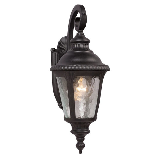 1-Light Outdoor Wall Mount Lantern - Black with Water Glass 320480BK Galaxy Lighting - Bright Light Chandeliers