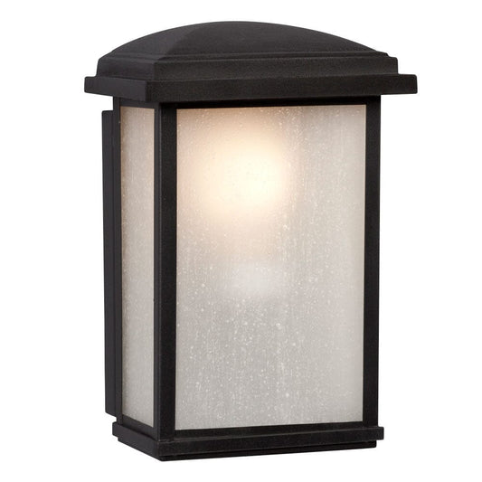 1-Light Outdoor Wall Mount Lantern - Black with Frosted Seeded Glass   320490BK Galaxy Lighting - Bright Light Chandeliers