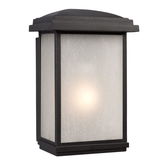 1-Light Outdoor Wall Mount Lantern - Black with Frosted Seeded Glass   320590BK Galaxy Lighting - Bright Light Chandeliers