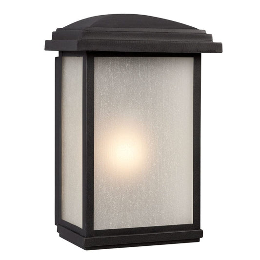 1-Light Outdoor Wall Mount Lantern - Black with Frosted Seeded Glass   320690BK Galaxy Lighting - Bright Light Chandeliers