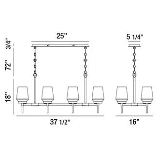 Manchester 8-Light Linear Chandelier 34095-010 Eurofase Lighting - Bright Light Chandeliers
