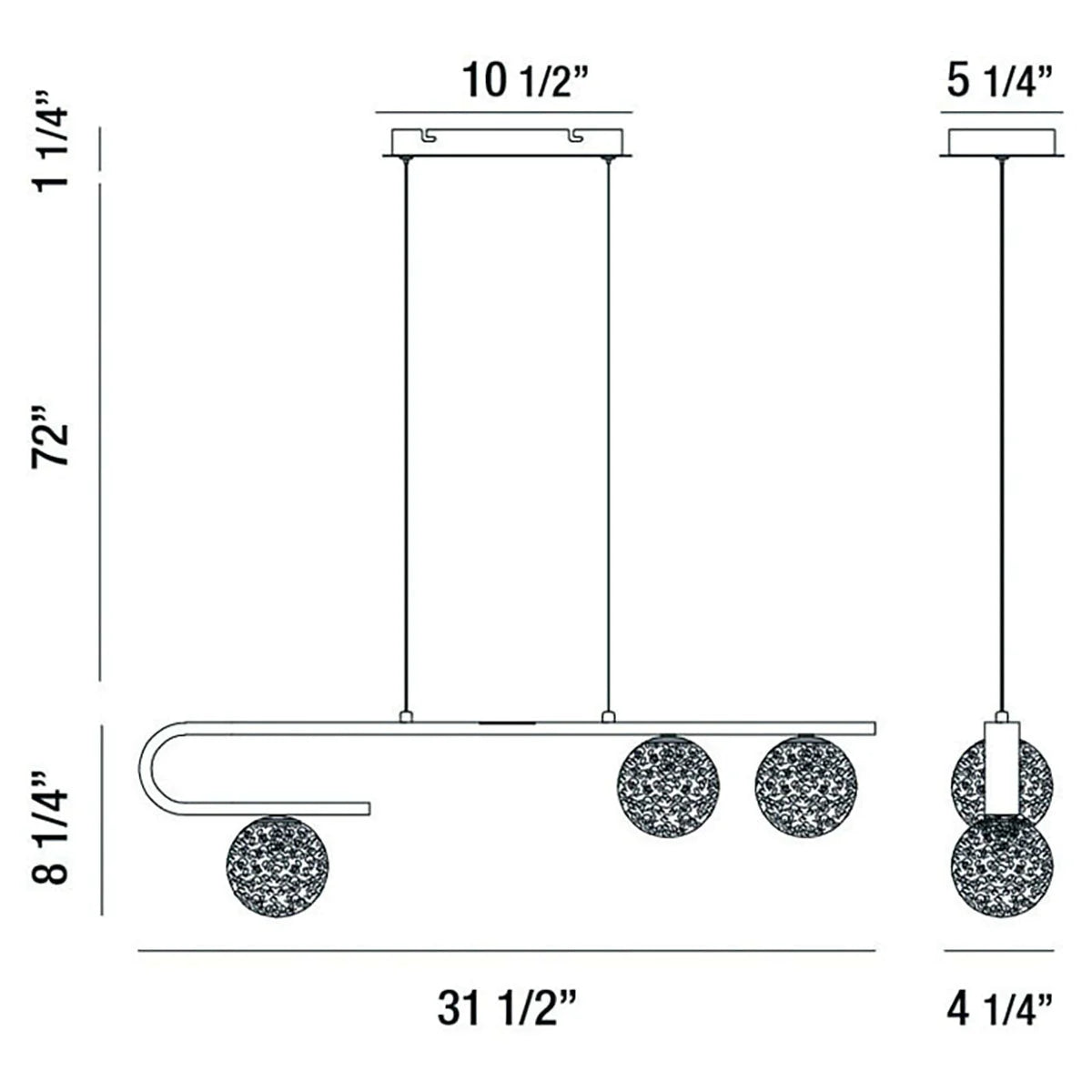 Phillimore 3-Light Linear LED Chandelier 37350-017 Eurofase Lighting - Bright Light Chandeliers