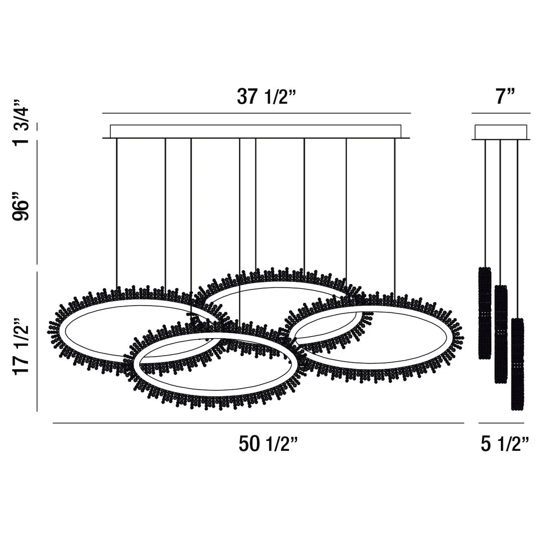 Scoppia 4-Light Linear LED Chandelier 33731-018 Eurofase Lighting - Bright Light Chandeliers