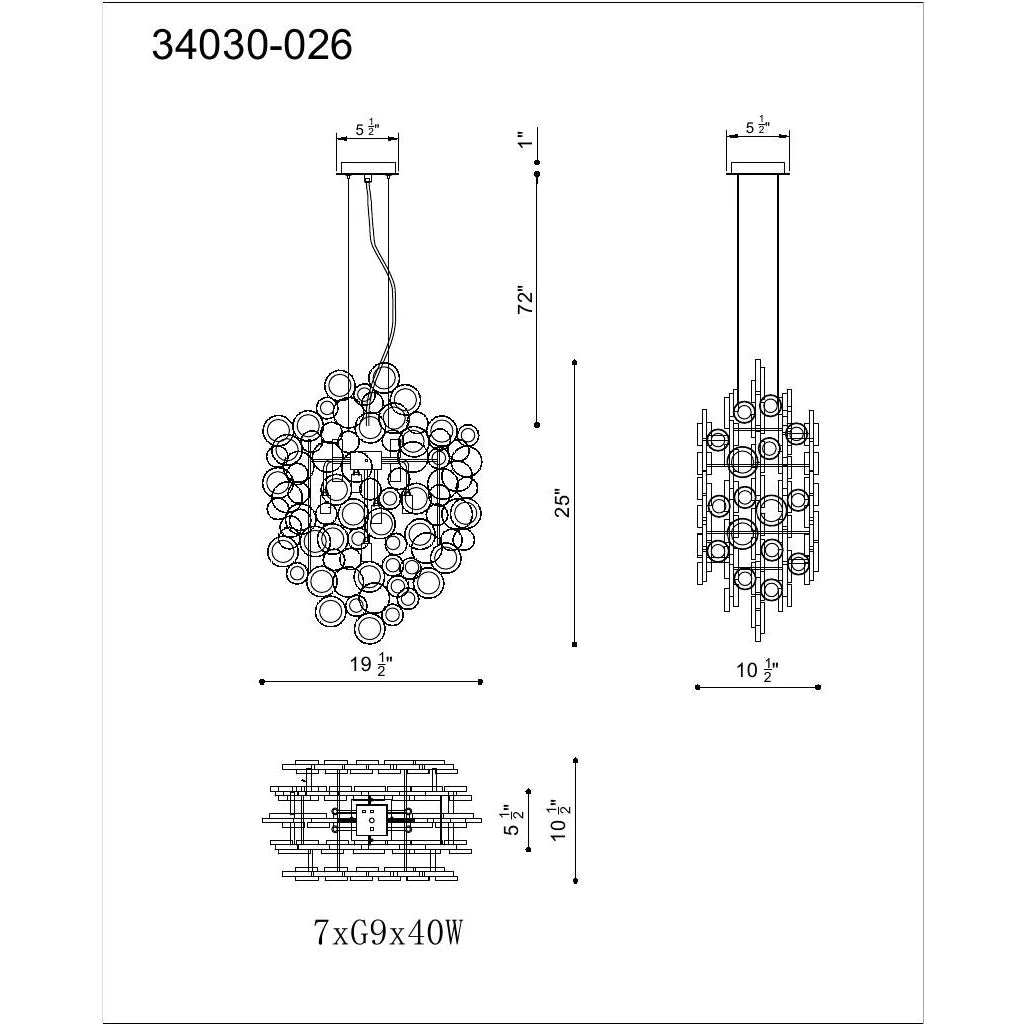 Trento 7-Light Chandelier 34030-011 Eurofase Lighting - Bright Light Chandeliers