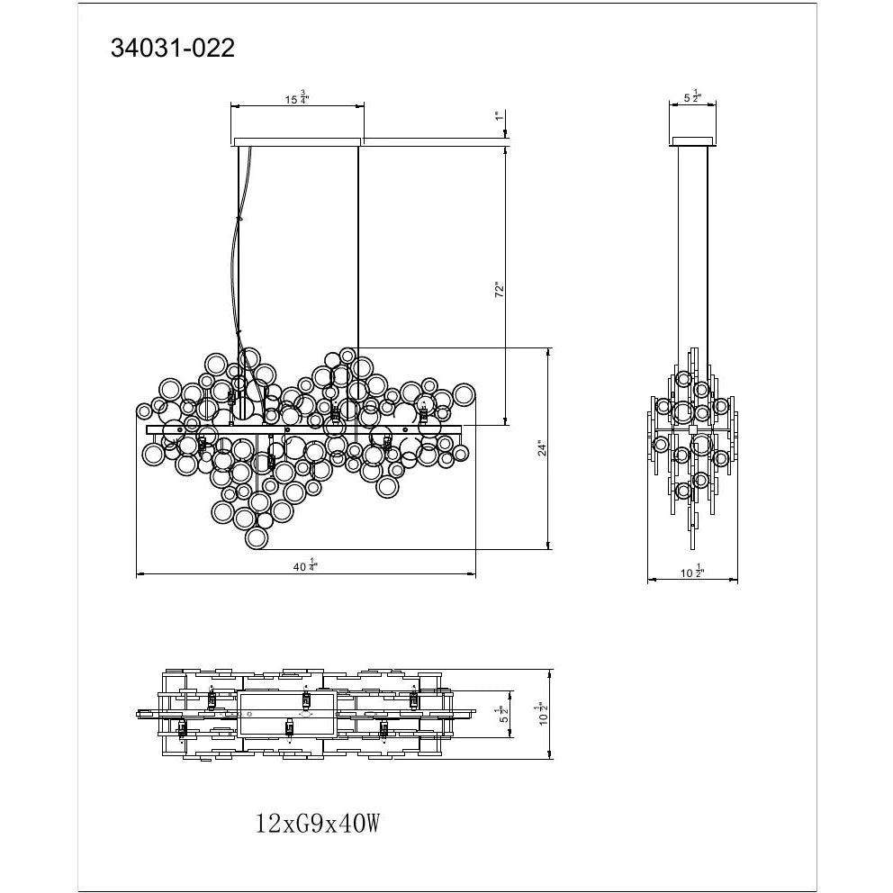 Trento 12-Light Oval Chandelier 34031-018 Eurofase Lighting - Bright Light Chandeliers