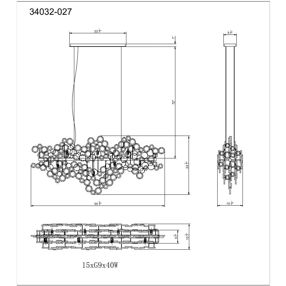 Trento 15-Light Oval Chandelier 34032-015 Eurofase Lighting - Bright Light Chandeliers