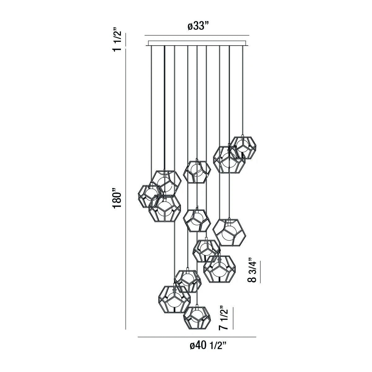 Norway 13-Light LED Chandelier 35904-014 Eurofase Lighting - Bright Light Chandeliers