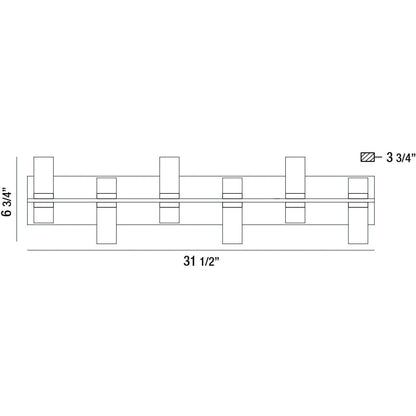 Netto 6-Light Large LED Bathbar 35959-014 Eurofase Lighting - Bright Light Chandeliers