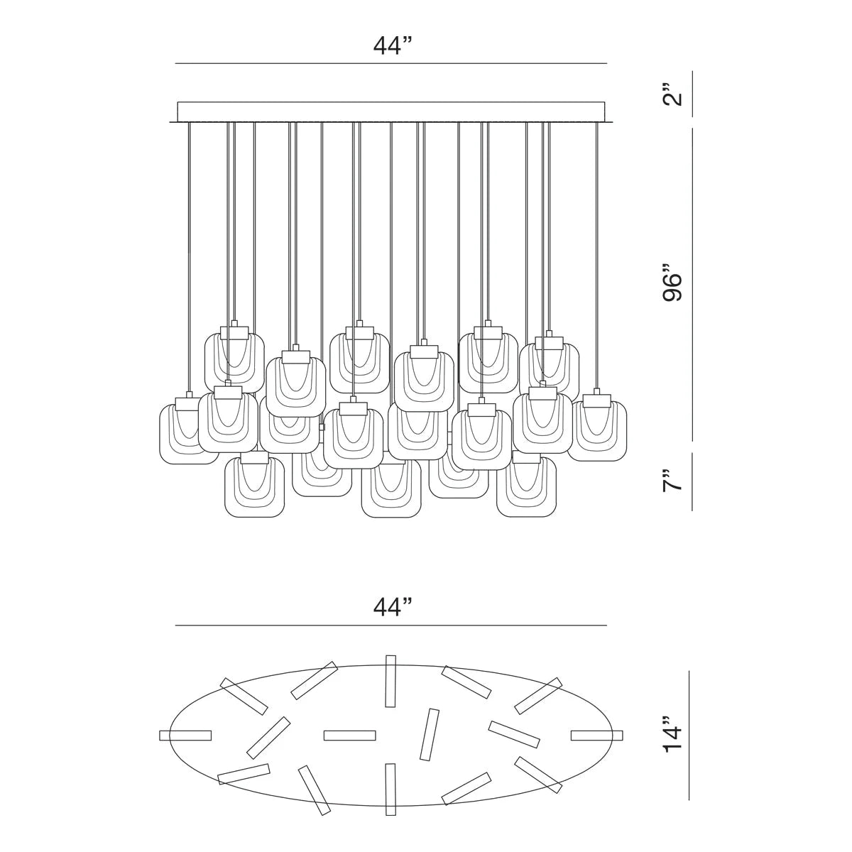 Paget 16-Light Oval LED Chandelier 37194-017 Eurofase Lighting - Bright Light Chandeliers