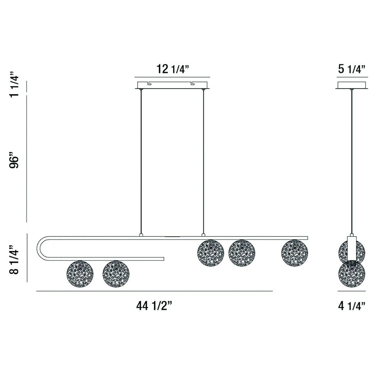 Phillimore 5-Light Linear LED Chandelier 37351-014 Eurofase Lighting - Bright Light Chandeliers