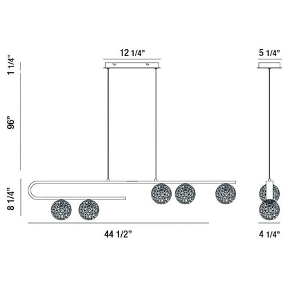 Phillimore 5-Light Linear LED Chandelier 37351-014 Eurofase Lighting - Bright Light Chandeliers