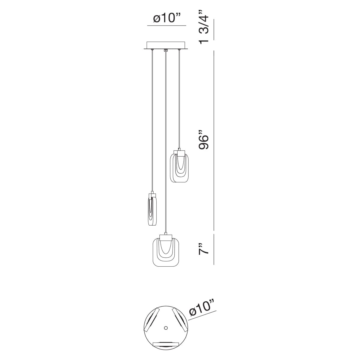 Paget 3 Light LED Chandelier 38042-010 Eurofase Lighting - Bright Light Chandeliers