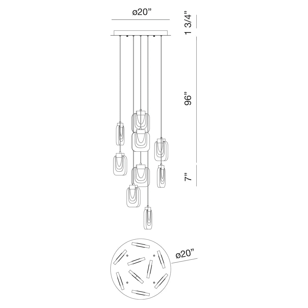 Paget 9 Light LED Chandelier 38043-017 Eurofase Lighting - Bright Light Chandeliers