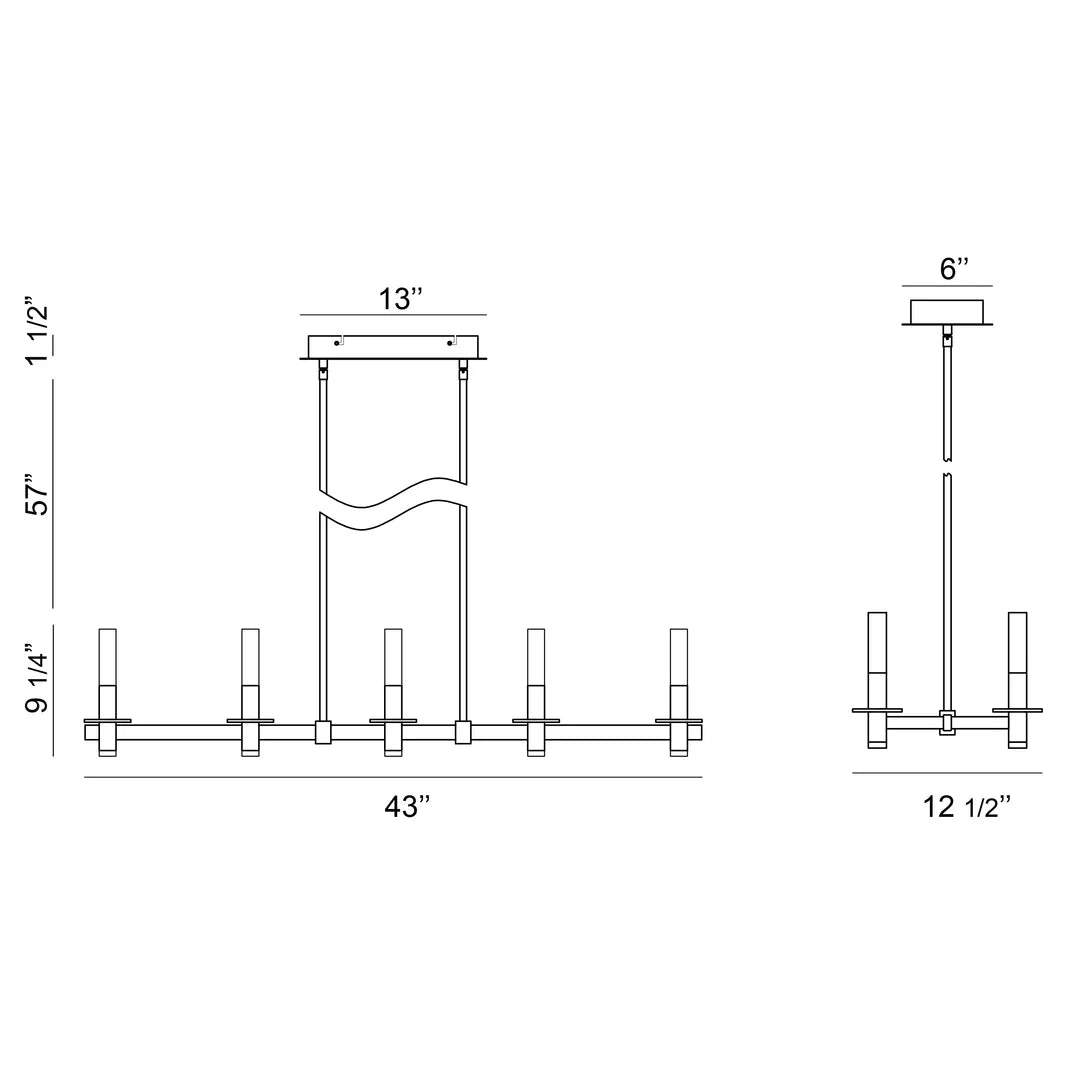 Torna 10LT Rectangular LED CHANDELIER 38441-011 Eurofase Lighting - Bright Light Chandeliers