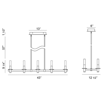 Torna 10LT Rectangular LED CHANDELIER 38441-011 Eurofase Lighting - Bright Light Chandeliers