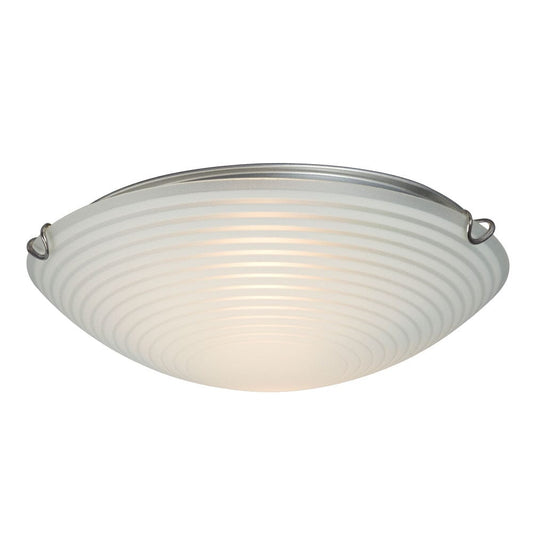 2-Light Flush Mount - Polished Chrome with Satin White Striped Glass Shade 615293CH Galaxy Lighting - Bright Light Chandeliers