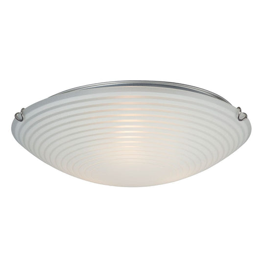 3-Light Flush Mount - Polished Chrome with Satin White Striped Glass Shade 615294CH Galaxy Lighting - Bright Light Chandeliers