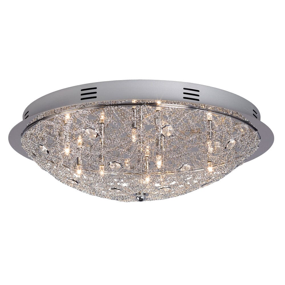 9-Light Flush Mount Polished Chrome with Crystal Accents (9 x 20W, G4) 616051CH Galaxy Lighting - Bright Light Chandeliers