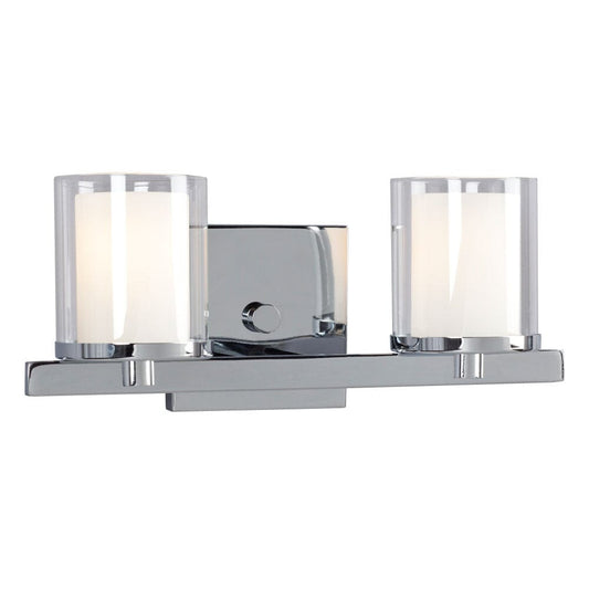 Alden 2-Light Vanity in Polished Chrome with Satin White Inner Glass & Clear Outer Glass 718777CH Galaxy Lighting - Bright Light Chandeliers