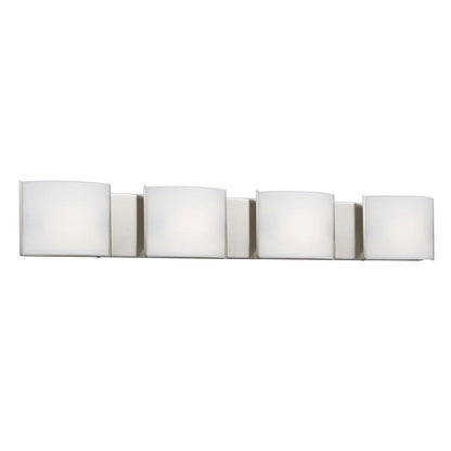 4-Light Vanity with Curved Satin White Glass Shades 723309BN Galaxy Lighting - Bright Light Chandeliers