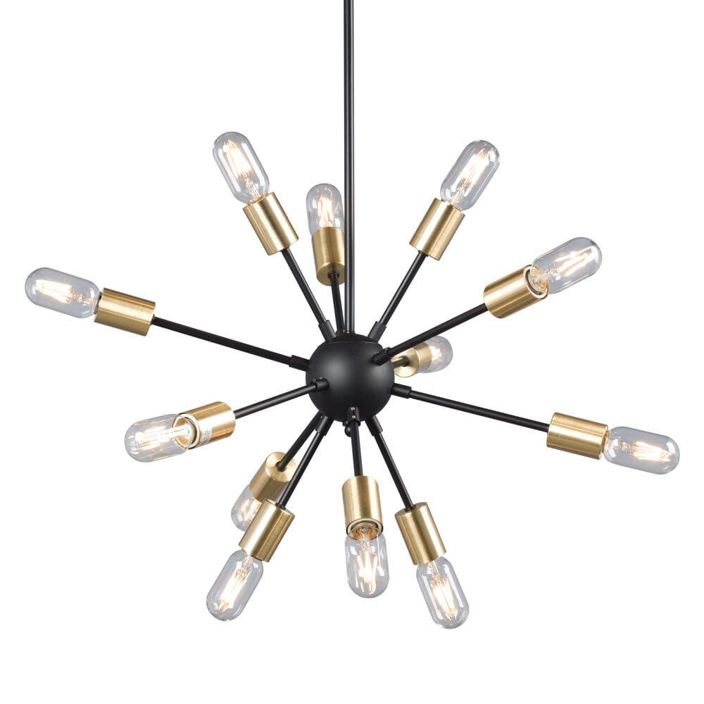 12-L PENDANT BK/GD w/6", 12" & 18" Ext. Rods 924721BK/GD Galaxy Lighting - Bright Light Chandeliers