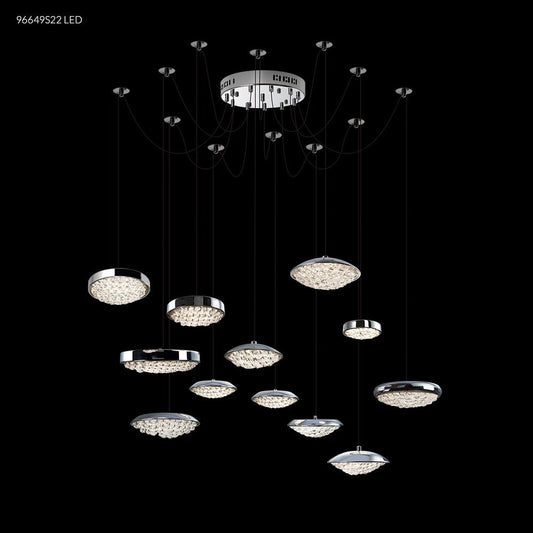 LED Contemporary 1 Light Crystal Chand, 96649S22LED - Bright Light Chandeliers